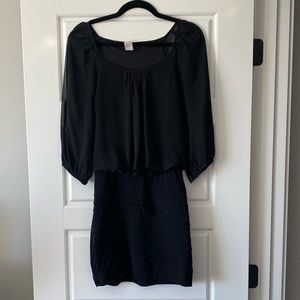 Women’s Sheer Top and Fitted Bottom Formal Black Dress